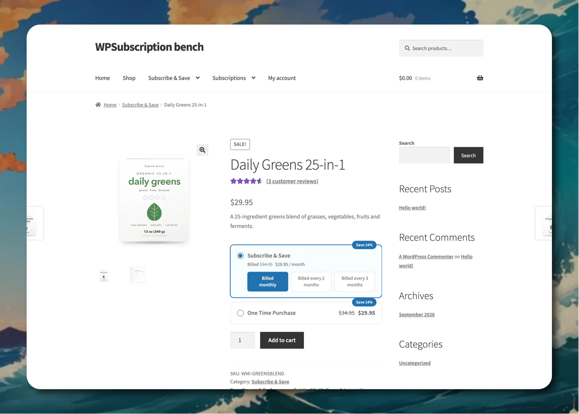 WPSubscription Storefront Buy Box Plan Selector