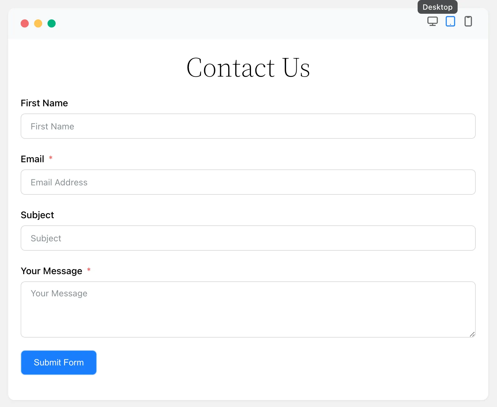 A form built with Fluent Forms