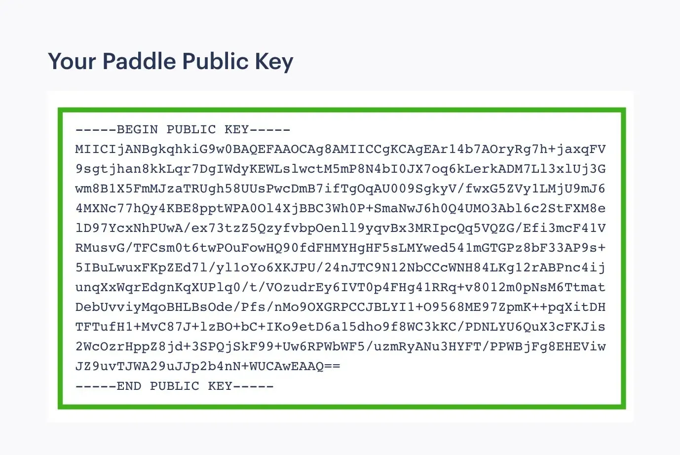 Paddle public Key