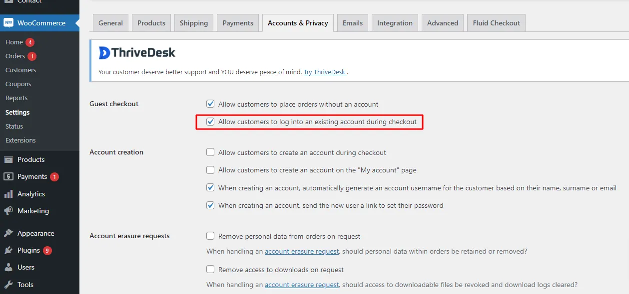Allow Login for Existing Users (Optional)
