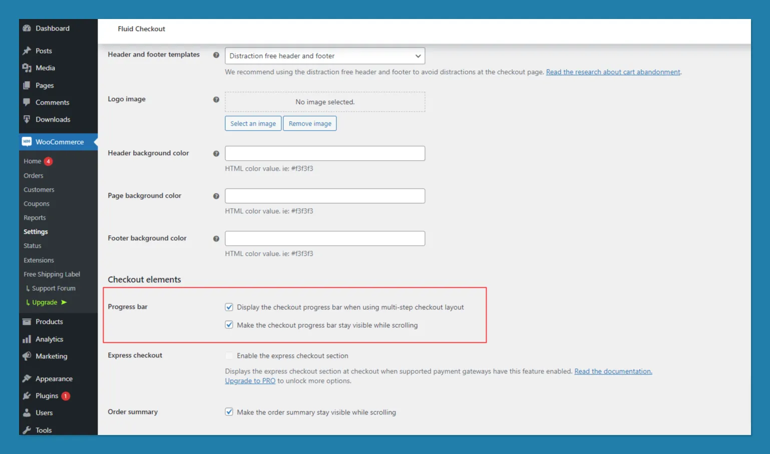 Configure the Progress Bar