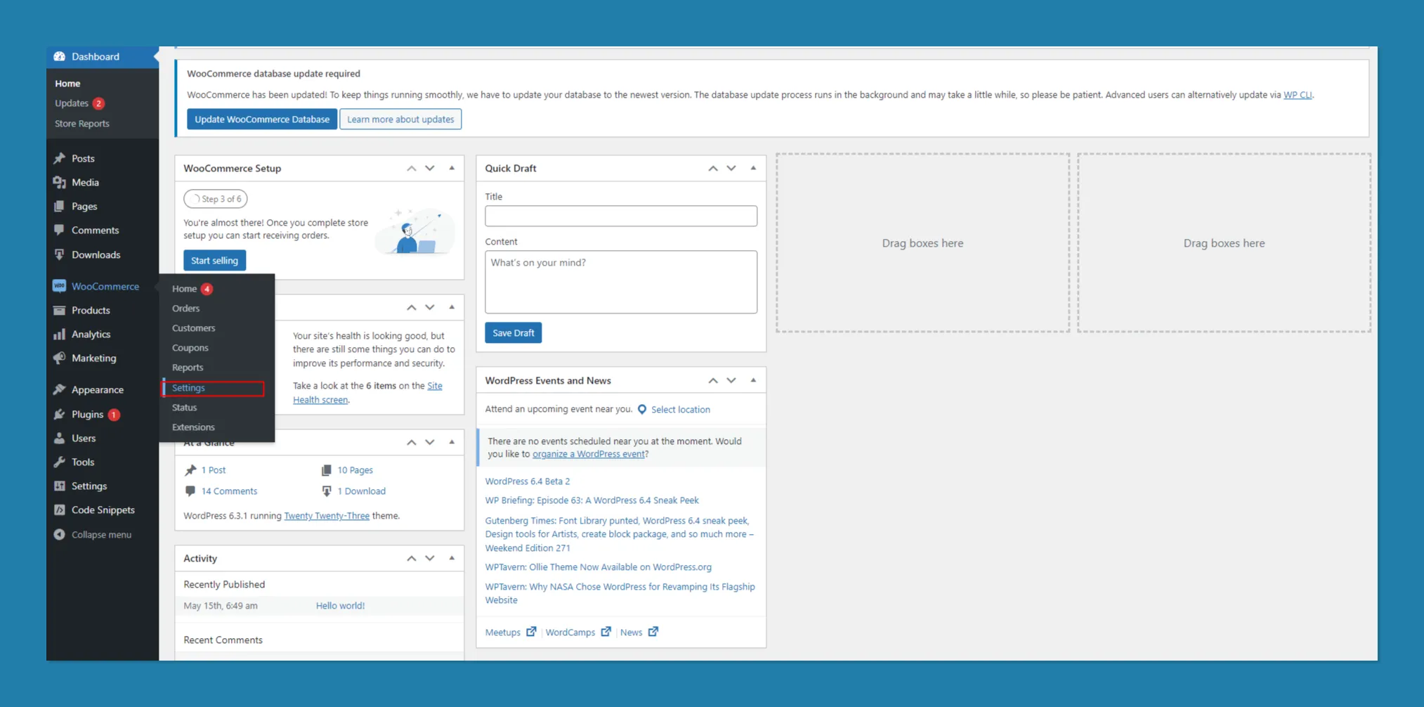Navigate to WooCommerce Settings