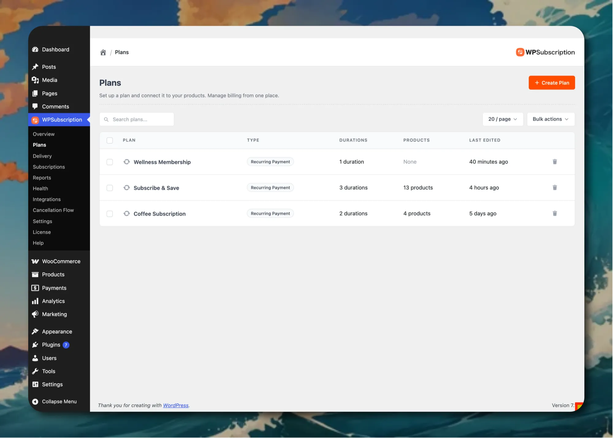 WPSubscription 2.0 Reusable Subscription Plans