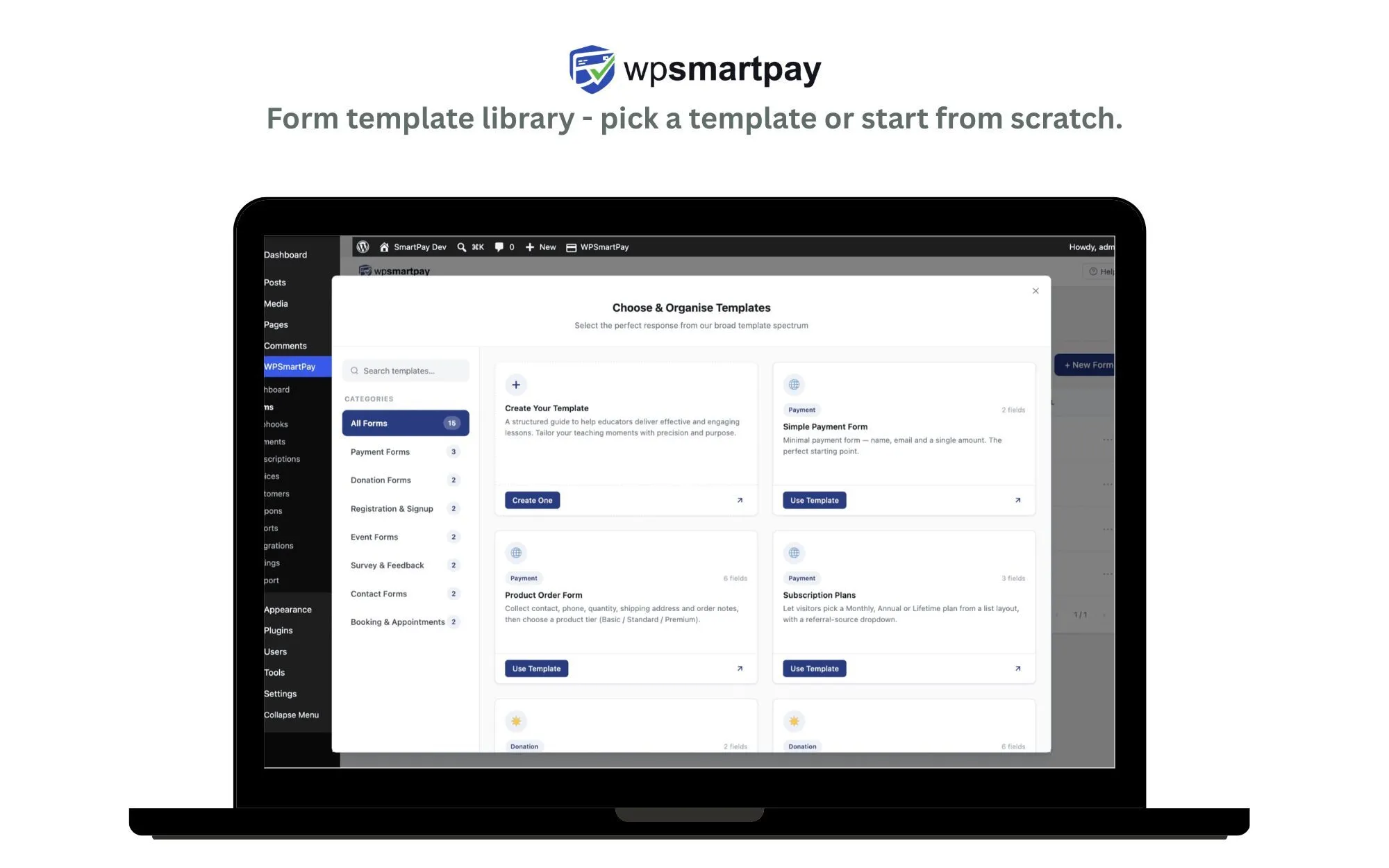 The WP Smart Pay form template library