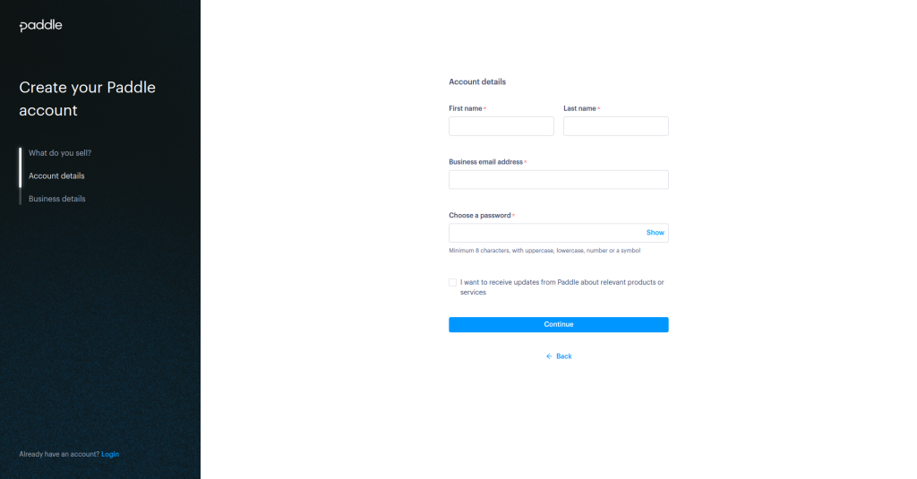 Creating a Paddle Account