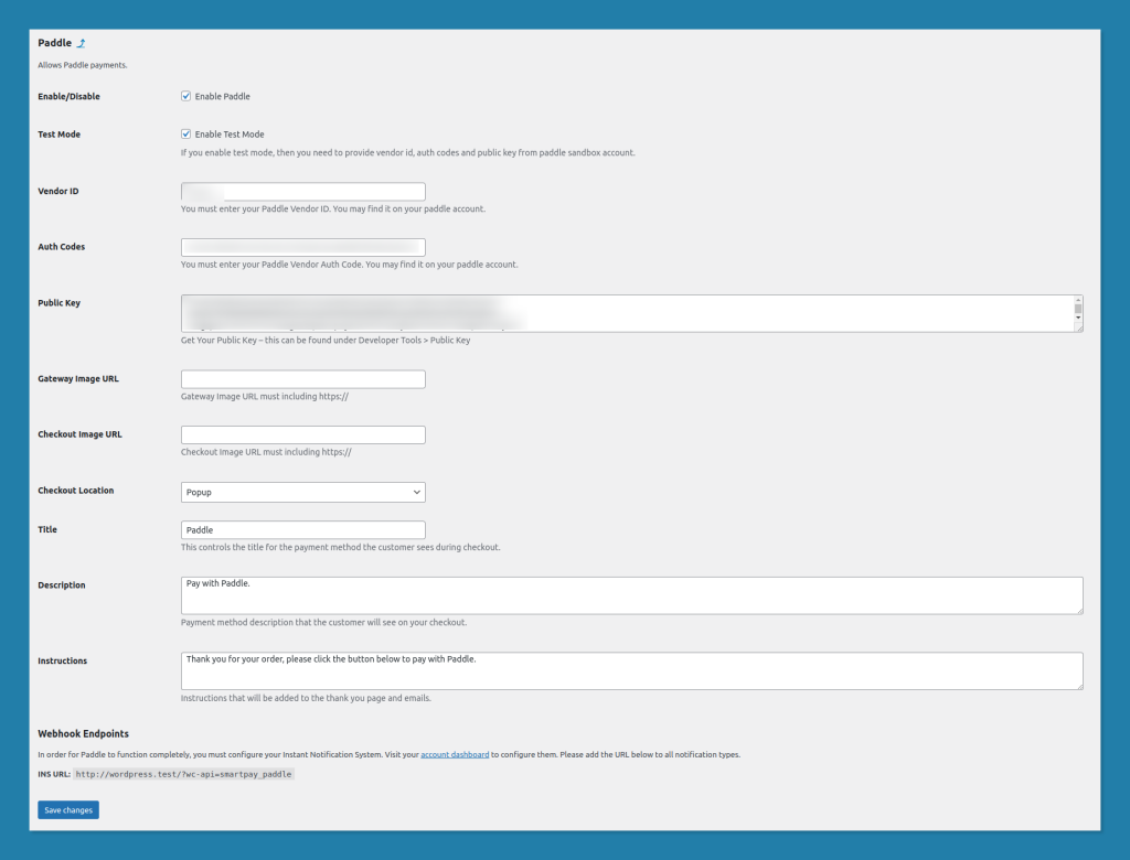 Paddle for WooCommerce Payment Method Configuration